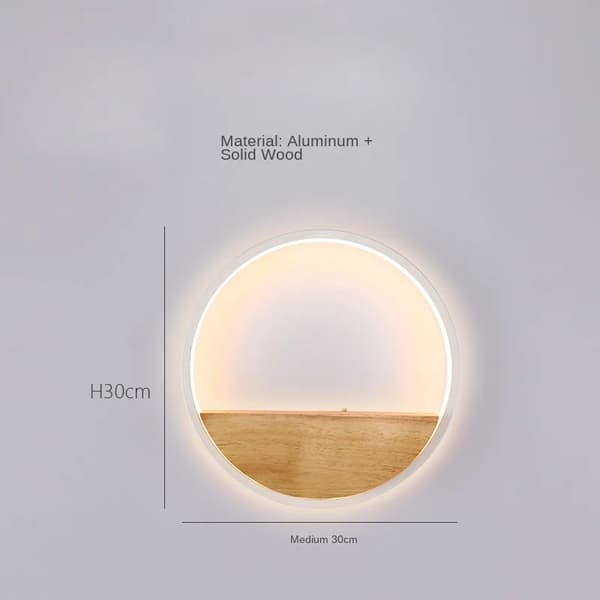 Nordisk Vägglampa, Väggmonterad, Aluminium + Massivt Trä, Stuga Stil,Vit lampkropp, Vitt ljus