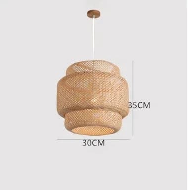 Riippuvalaisin, bambun väri, käsinkudottu materiaali, vintage-tyyli,30cm, Ei lamppua