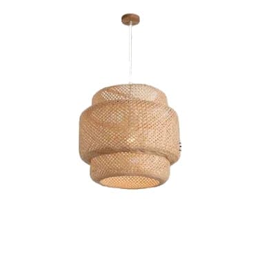 Riippuvalaisin, bambun väri, käsinkudottu materiaali, vintage-tyyli,30cm, Ei lamppua
