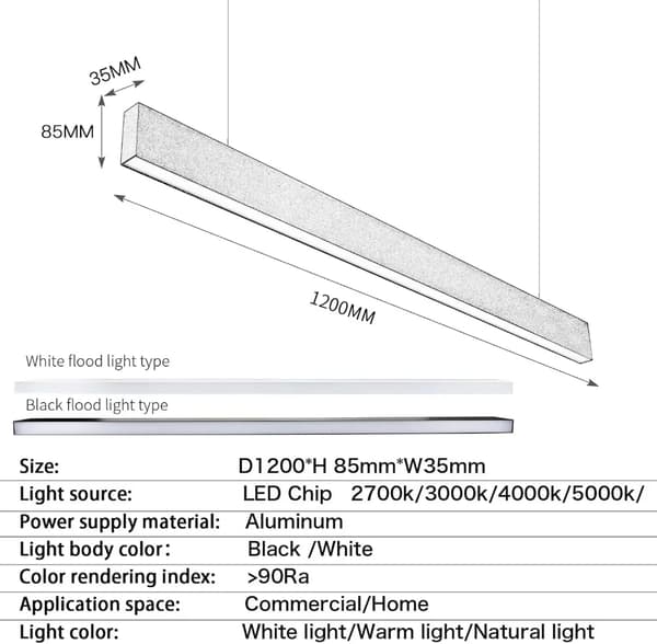 LED-riippuvalaisin, 36W, väri lämpötila, ketjukiinnitys,4000K, VALKOINEN