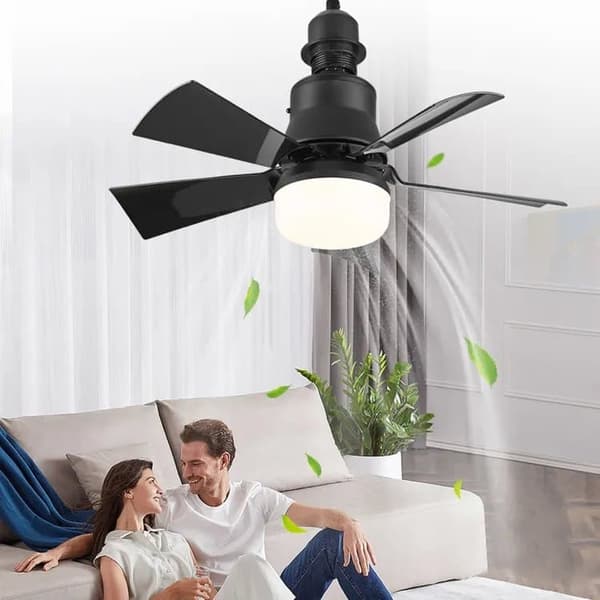 Lollanda-kattotuuletin LEDillä E27, kaukosäädin kattotuuletin, kattotuuletin LED-valaistuksella – kaukosäädin, 3 nopeutta, 3 valoväriä
