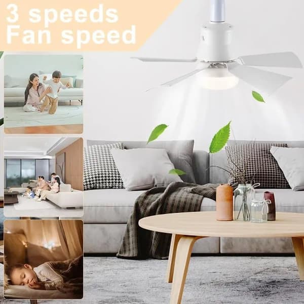 Lollanda-kattotuuletin LEDillä E27, kaukosäädin kattotuuletin, kattotuuletin LED-valaistuksella – kaukosäädin, 3 nopeutta, 3 valoväriä