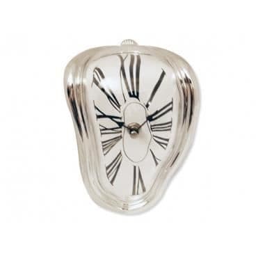 Klocka - Silver - Smältande Effekt - 3D - Asymmetrisk - Nutida - Design
