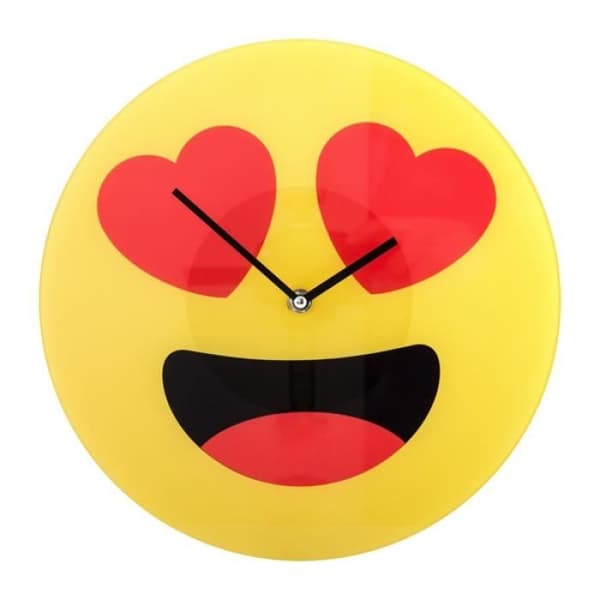 Väggklocka - Ej specificerad - Kärleksfull smiley - Gul - Rund - Modernt - Design