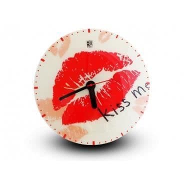 Klocka - Design - Kyss mig - PVC - 31 cm - Vit - Inomhus