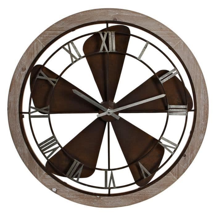 DKD Home Decor Väggklocka Propellrar Järn Trä MDF (79 x 9 x 80 cm)