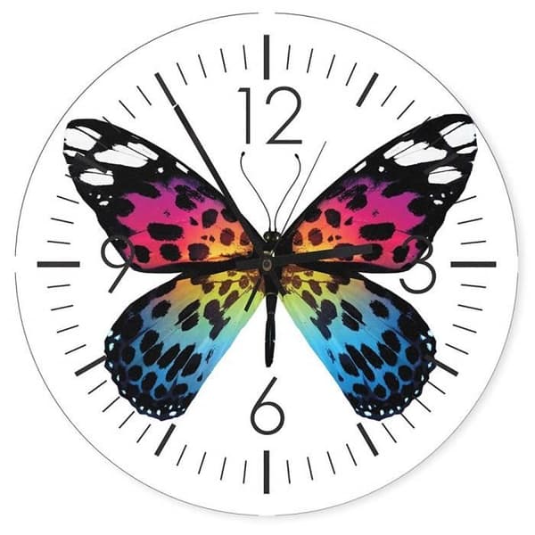 Legendarte - Rainbow Butterfly Väggklocka cm. 40x40