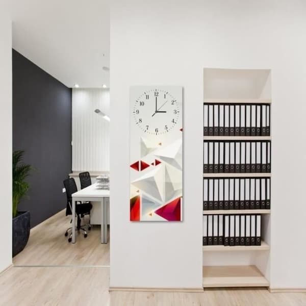 Legendarte - Vit Och Röd Pyramider Väggklocka cm. 30x90