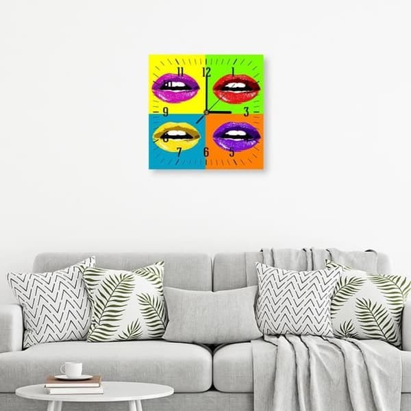 Legendarte - Färgade munnar Väggklocka cm. 30x30