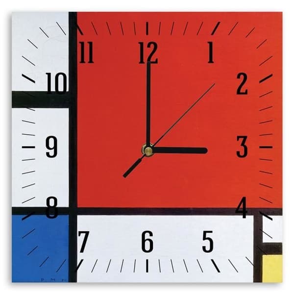Legendarte - Composition II Väggklocka i rött, blått och gult - Piet Mondrian cm. 30x30
