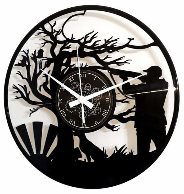 Klocka - Omedelbar karma klockor pendel - IK-1075 - Vinyl Väggklocka Jakthund Anka Hunter Present