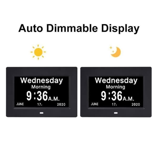 YOLISTAR Digital Klocka Kalender LED - 19 typer av bilder och röstmeddelandefunktion - vit - För äldre personer