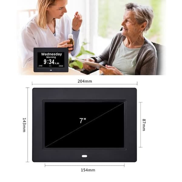 YOLISTAR Digital Klocka Kalender LED - 19 typer av bilder och röstmeddelandefunktion - vit - För äldre personer