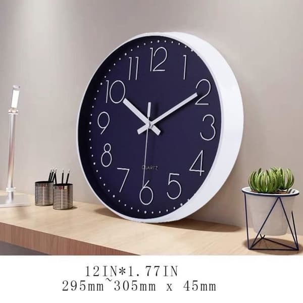 Modern Silent Wall Clock, Väggklocka för Sovrum Kök Vardagsrum - Svart - 30cm