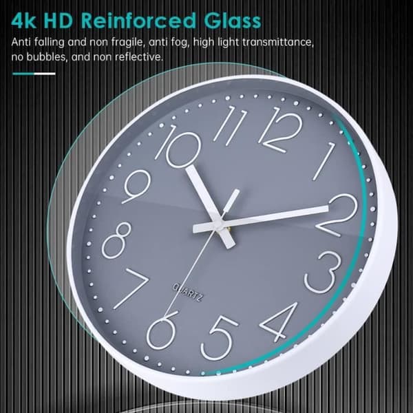 Modern Silent Wall Clock, Väggklocka för Sovrum Kök Vardagsrum - Grå - 30cm