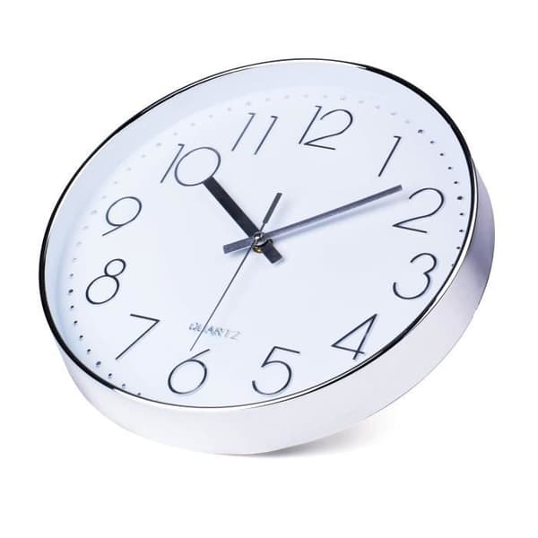 Modern Silent Wall Clock, Väggklocka för Sovrum Kök Vardagsrum - Silver - 30cm