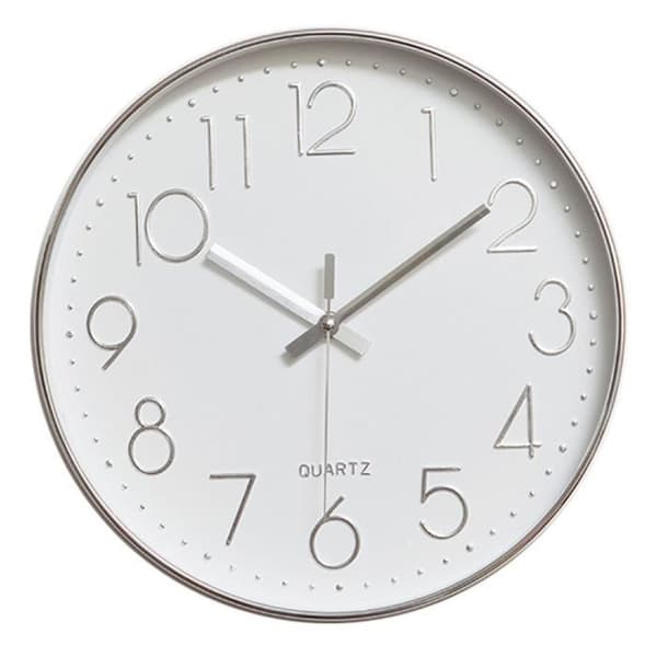 Modern Silent Wall Clock, Väggklocka för Sovrum Kök Vardagsrum - Silver - 30cm