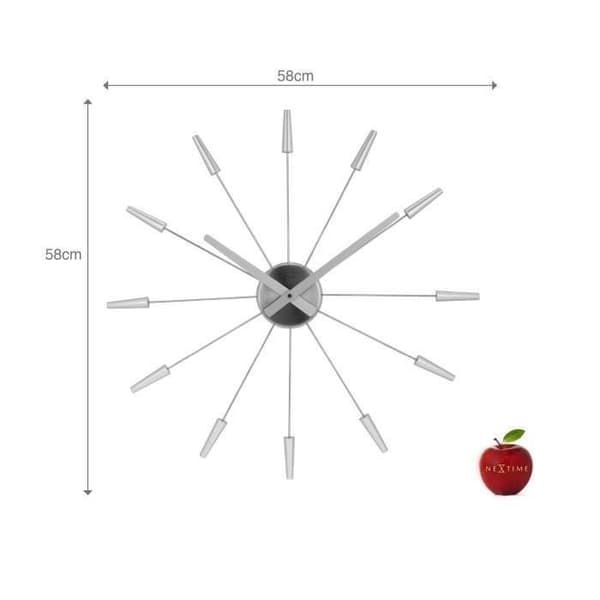 NEXTIME Väggklocka - Plug Inn - Rostfritt Stål - Silver Ø 58cm