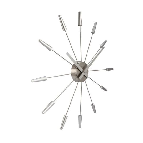NEXTIME Väggklocka - Plug Inn - Rostfritt Stål - Silver Ø 58cm