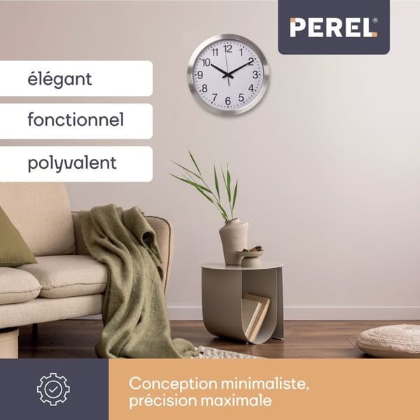 Väggklocka - Perel - 40 cm - Vit - Silverfärgad - Modern design