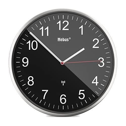 Väggklocka - Mebus - 19578 - Radiostyrd - Aluminium - 30 cm i diameter