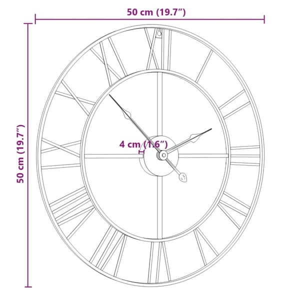 vidaXL Veggklokke svart Ø50 cm jern