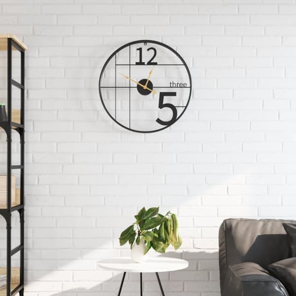 vidaXL Veggklokke svart Ø50 cm jern