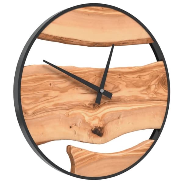 vidaXL Veggklokke brun Ø35 cm jern og oliventre