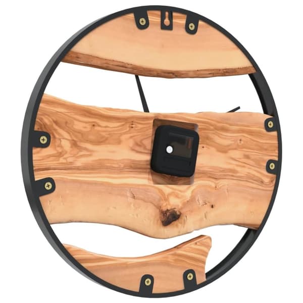 vidaXL Veggklokke brun Ø35 cm jern og oliventre