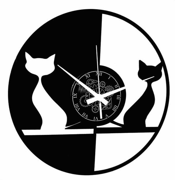 Klocka - Omedelbar karma klockor pendel - IK-1037 - Väggklocka Par katter Katt