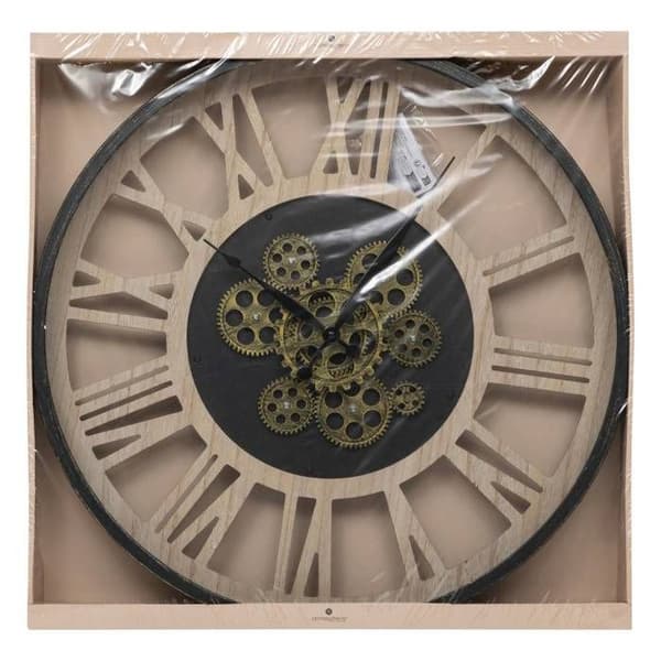 Klocka "Paul" - metall &amp; trä D57 cm - Svart - Atmosphera inredningsdesigner