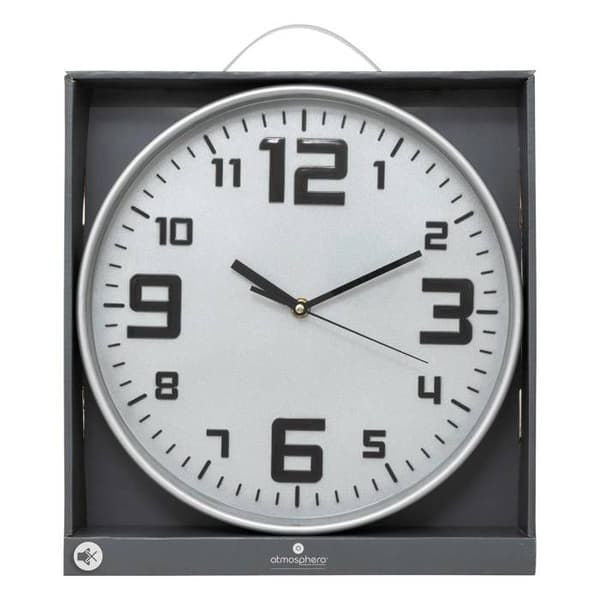 Väggklocka - ATMOSPHERA - D30 - Grå - Silver - Tyst - Temporär