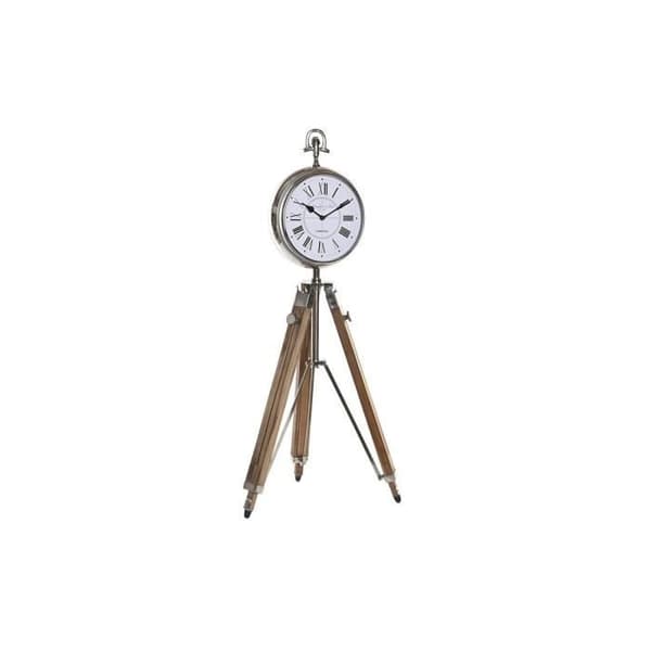 bordsklocka 22 x 40 x 80 cm naturligt silver aluminium stativ traditionellt mangoträ - Färg: SILVER