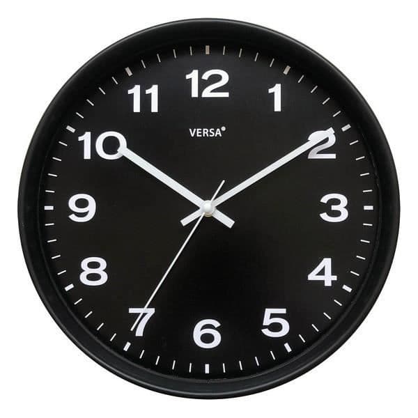 Väggklocka - Plast - Ø 30 cm - Svart - Inomhus - Rund