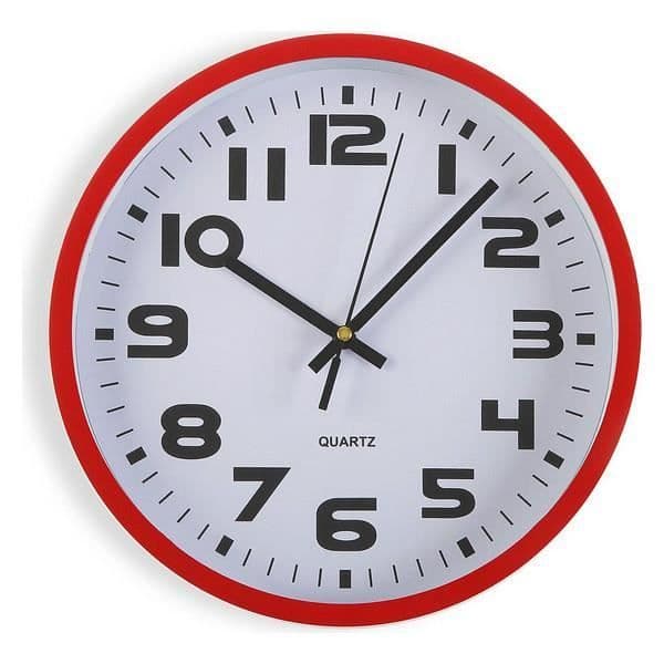 Plast Väggklocka - Röd - 25 cm