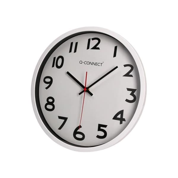 Väggklocka - Q-connect - Diameter 34 cm - Plast - Vit - Modern