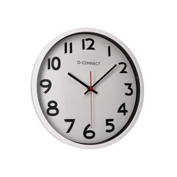 Väggklocka - Q-connect - Diameter 34 cm - Plast - Vit - Modern