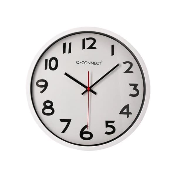 Väggklocka - Q-connect - Diameter 34 cm - Plast - Vit - Modern