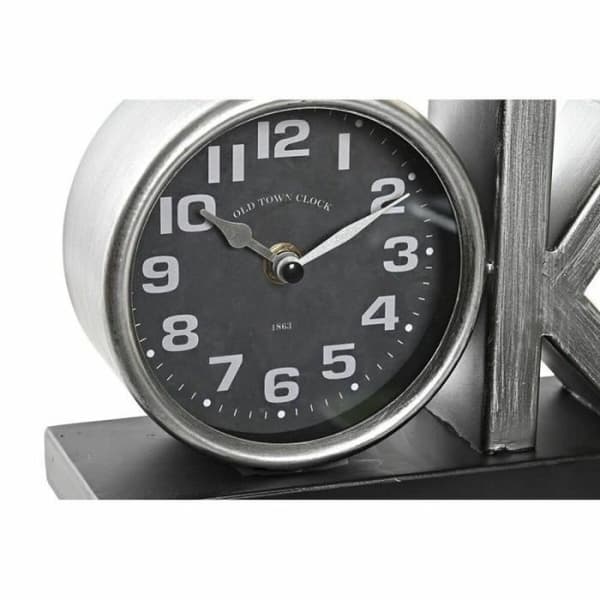 Bordsklocka - DKD Home Decor - Silver Svart - Järn - 23 x 8 x 15 cm - 2 Enheter