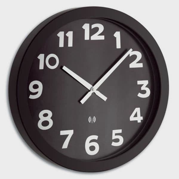 Klocka - Ej specificerad - 40cm - Radiostyrd - Vit på svart - Modern design