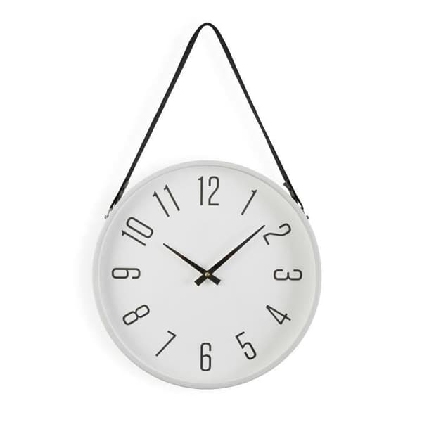Vintage väggklocka i vitt metall - VERSA - Dimensioner 40x40x6 cm