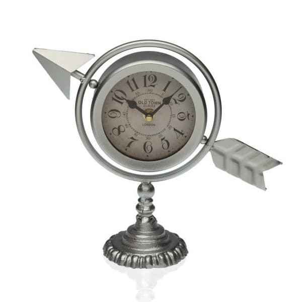 bordsklocka versa silver helmetallpil (23 x 16 x 8 cm)