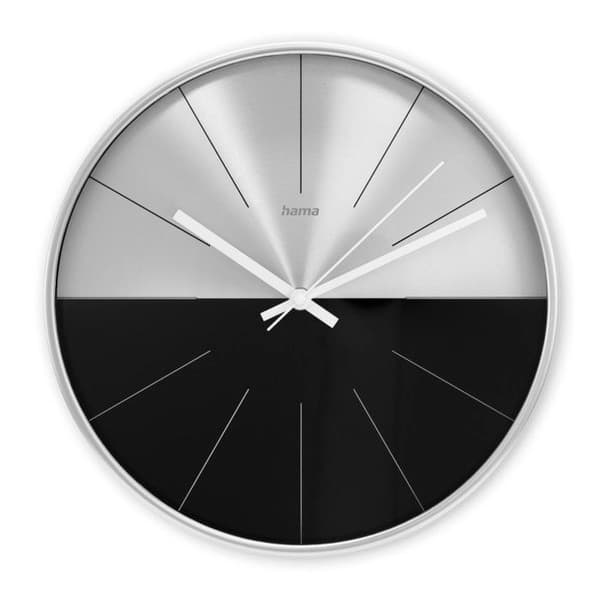 Väggklocka "Sardinien", tyst, analog, Ø 30 cm, svart/silver