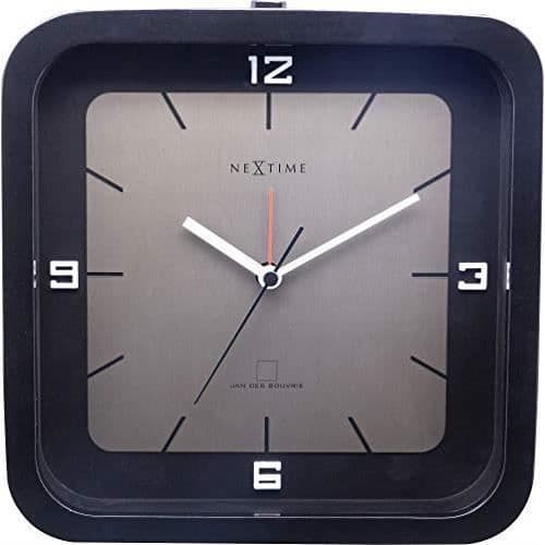 Bordsklocka - NeXtime - Square Alarm - Trä - Svart - 20 x 20