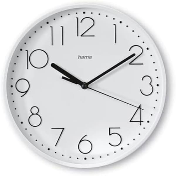 Väggklocka - HAMA - Salina - Tyst - Ø 22 cm - Stora siffror - Modern design
