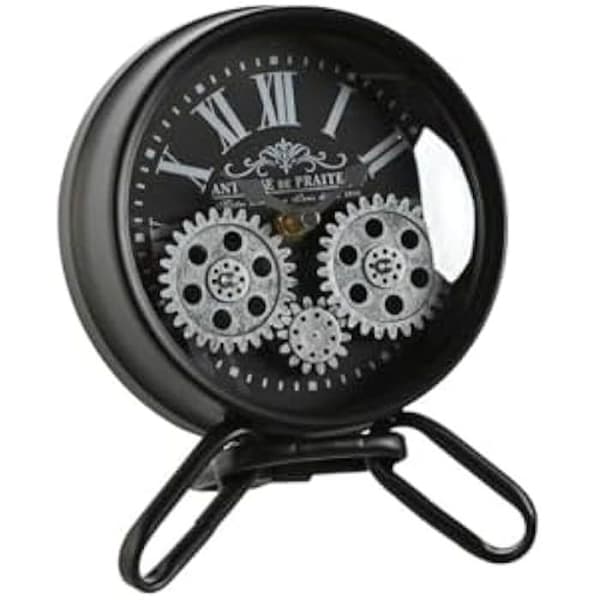 Bordsklocka - HOME ESPRIT - Svart Silver - Metall - Kristall - 11 x 16,5 x 21 cm
