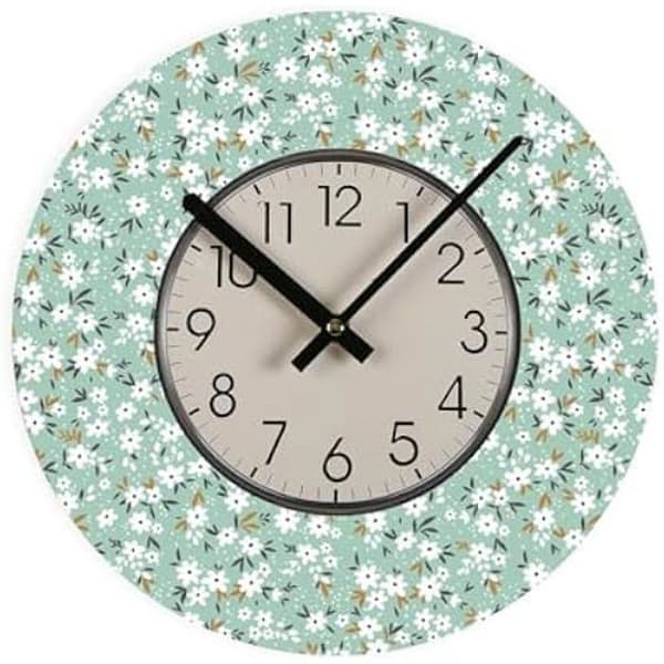 Väggklocka - VERSA - Blommor - Trä - 31,5 cm - Flerfärgad - Modern Design