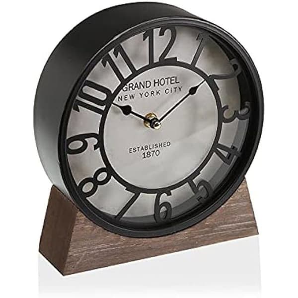 Bordsklocka - VERSA - Svart - 20 cm - Metall - Modern stil - Inredning