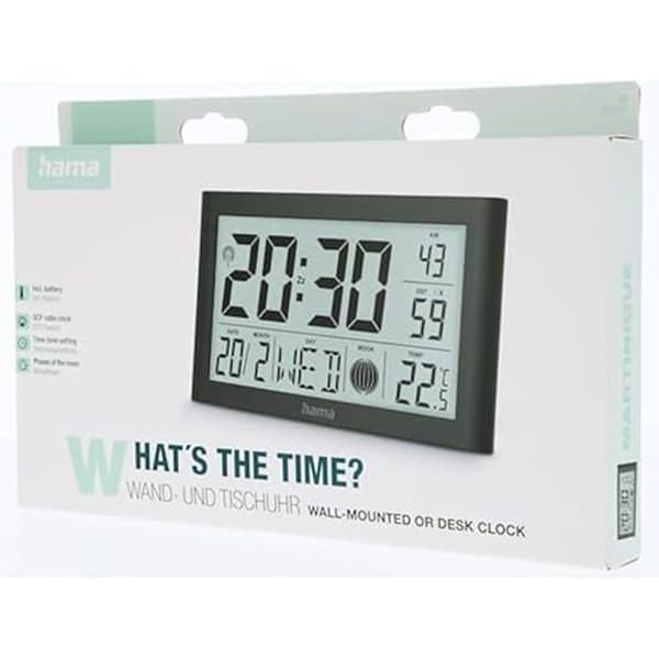 Digital Väckarklocka - HAMA - Martinique - Radiostyrd DCF - Termometer - 2 Alarmar