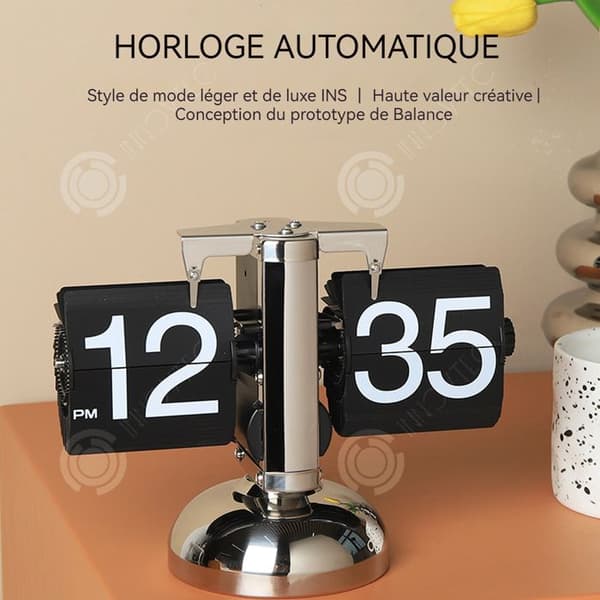 INN Flip Clock 20,5x16cm Automatisk sida Vänd klocka Vardagsrum Hemmöbler Balans Mekanisk Säte Klocka Horlo